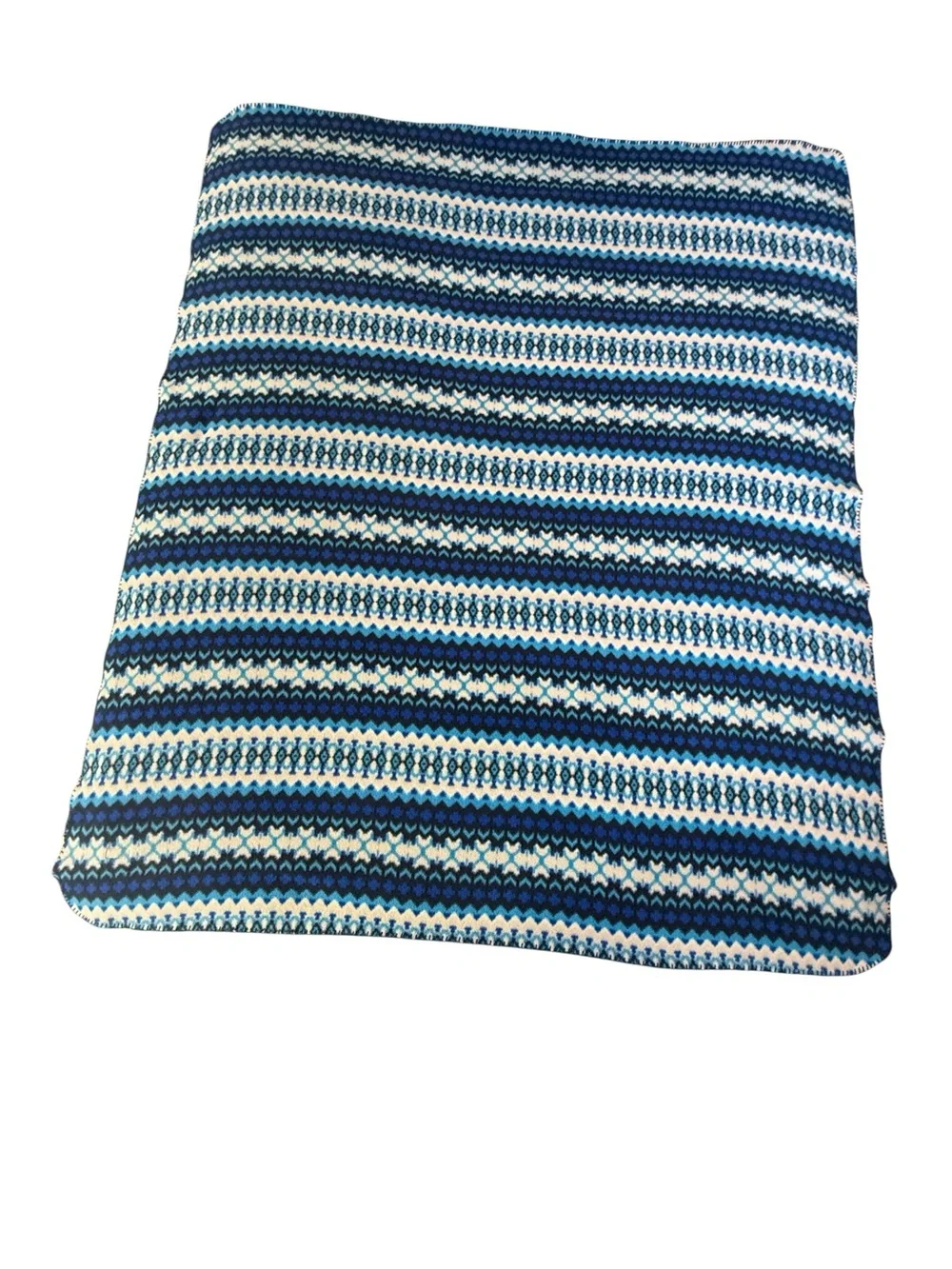 Patagonia Synchilla Blue and White Fair Isle Fleece Blanket